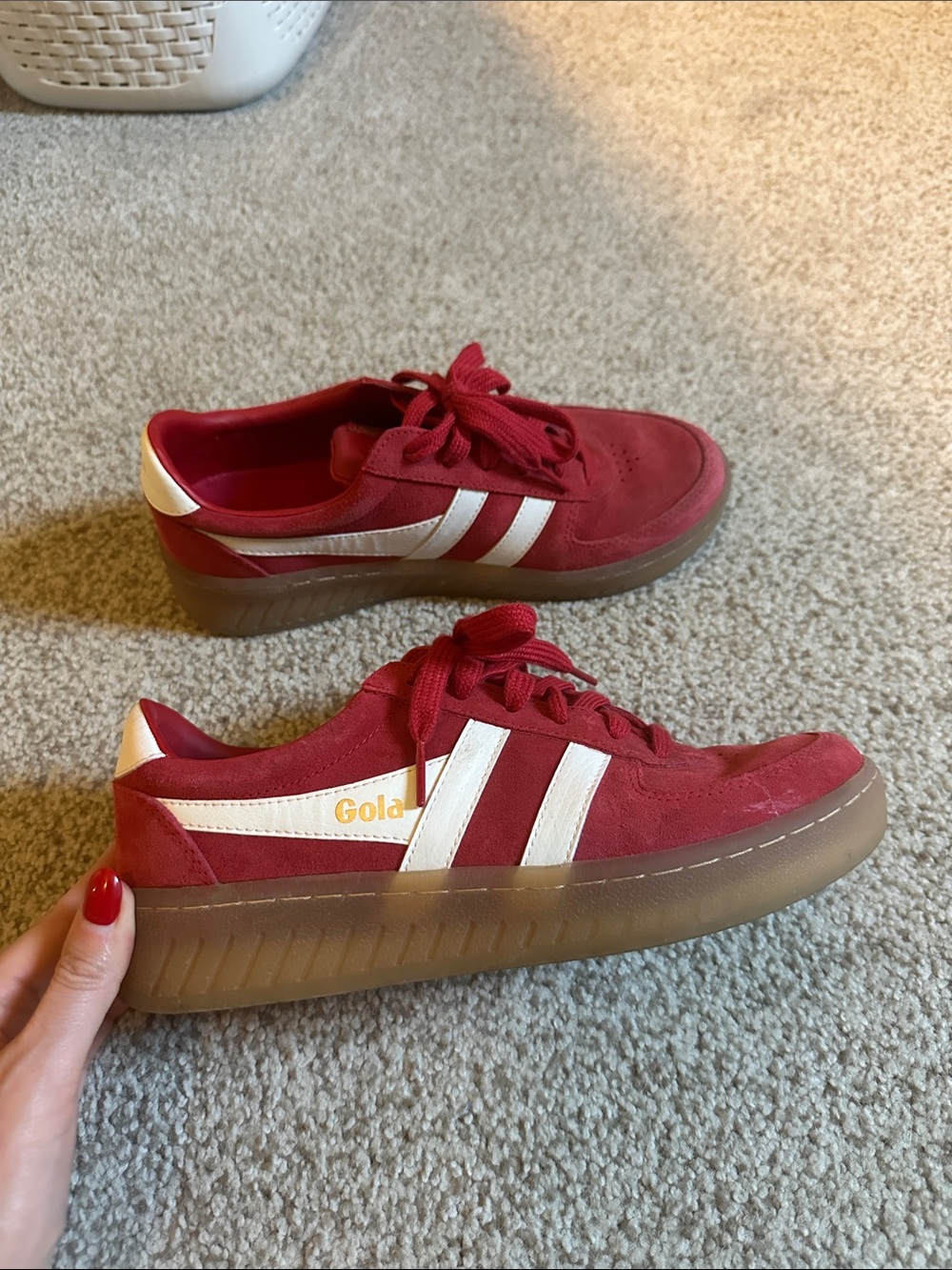 Gola Red and White Platform Sneakers